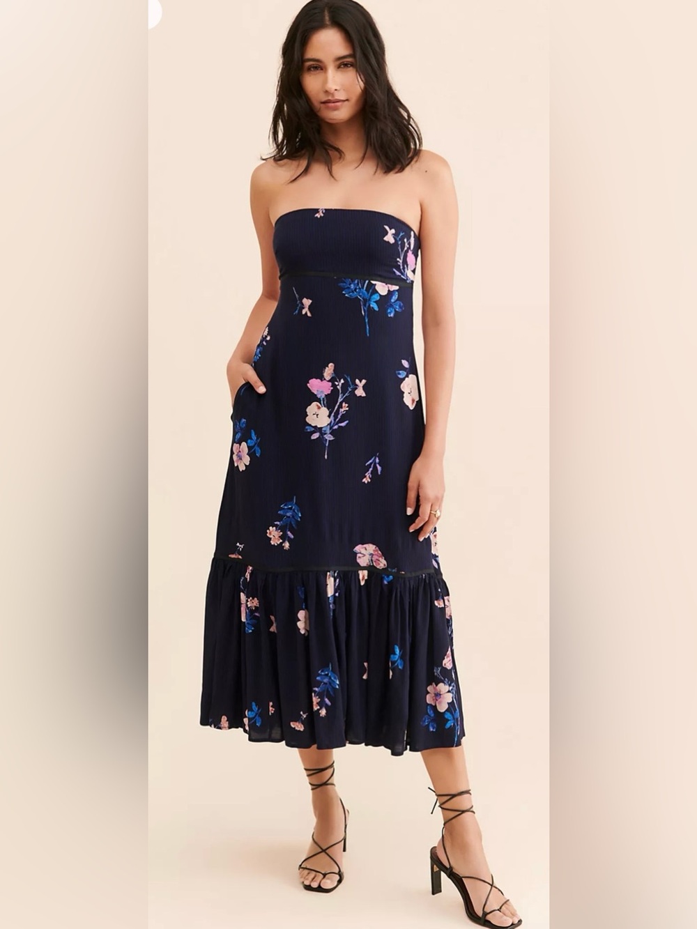 Free People Rosie Posie Midi Dress in the “Midnight Combo” Women’s Size XS